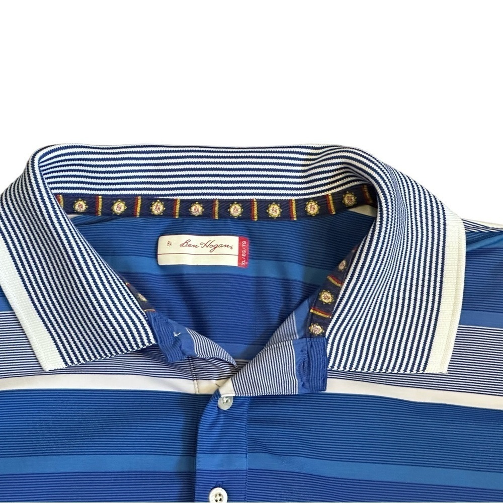 Ben Hogan Men's Pro Golf Polo Rugby Blue Striped Size XL​​​​​​ - Picture 5 of 8